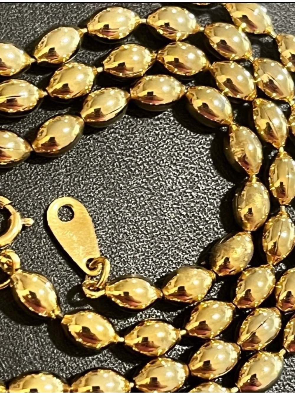 Gold Bead Chain Necklace - Polished Gold Tone